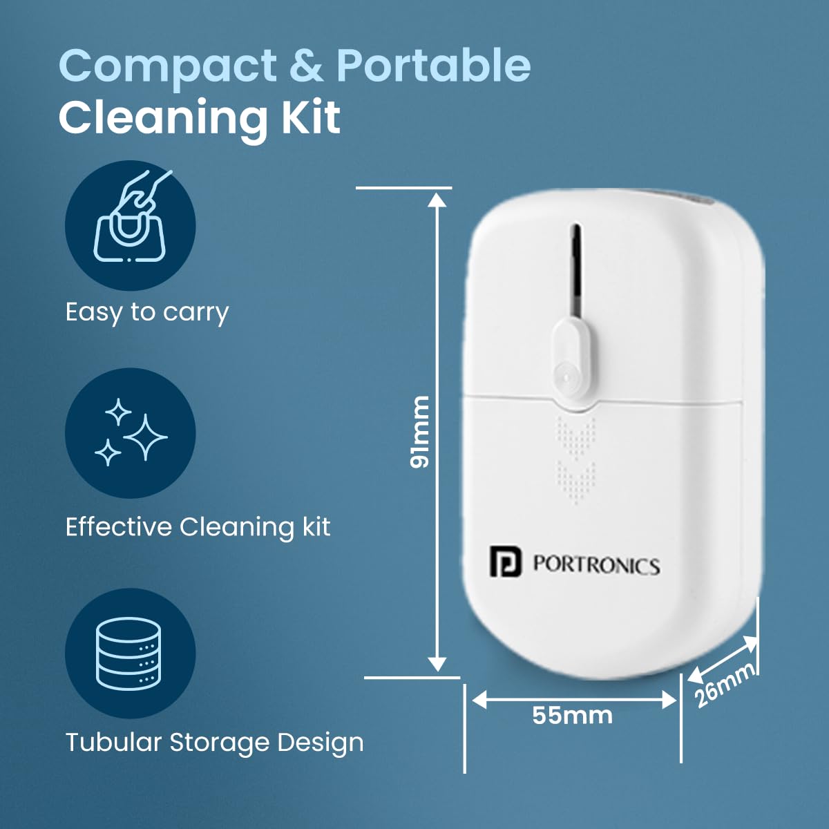 Portronics Clean P 10-in-1 Screen Cleaner Multipurpose Device Cleaning Kit for Laptops/ Smartphones/ Keyboards/ Camera & Earphones (White) - Image 3