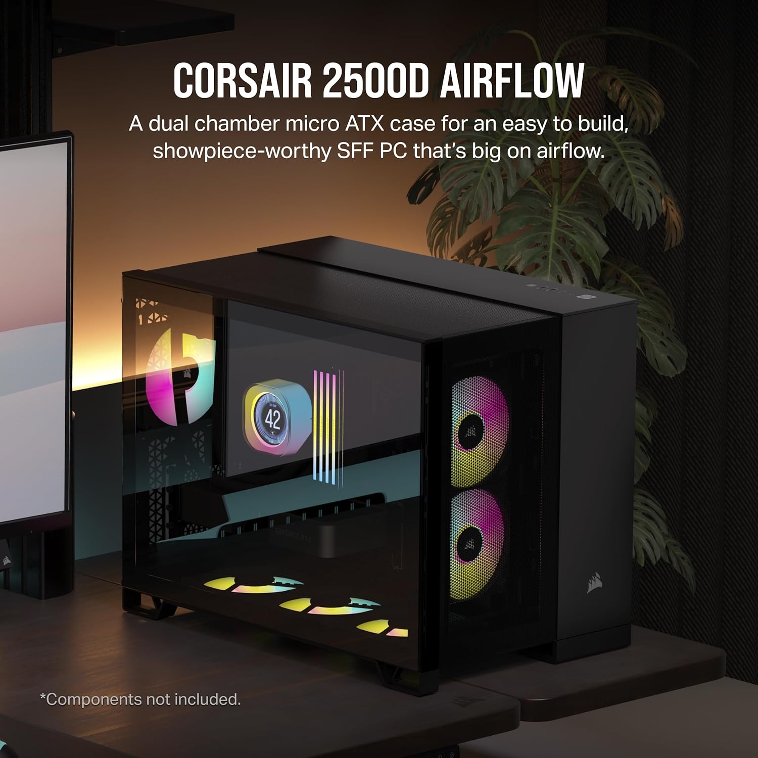 Corsair 2500D Airflow Micro ATX Dual Chamber PC Case - Black - Image 2