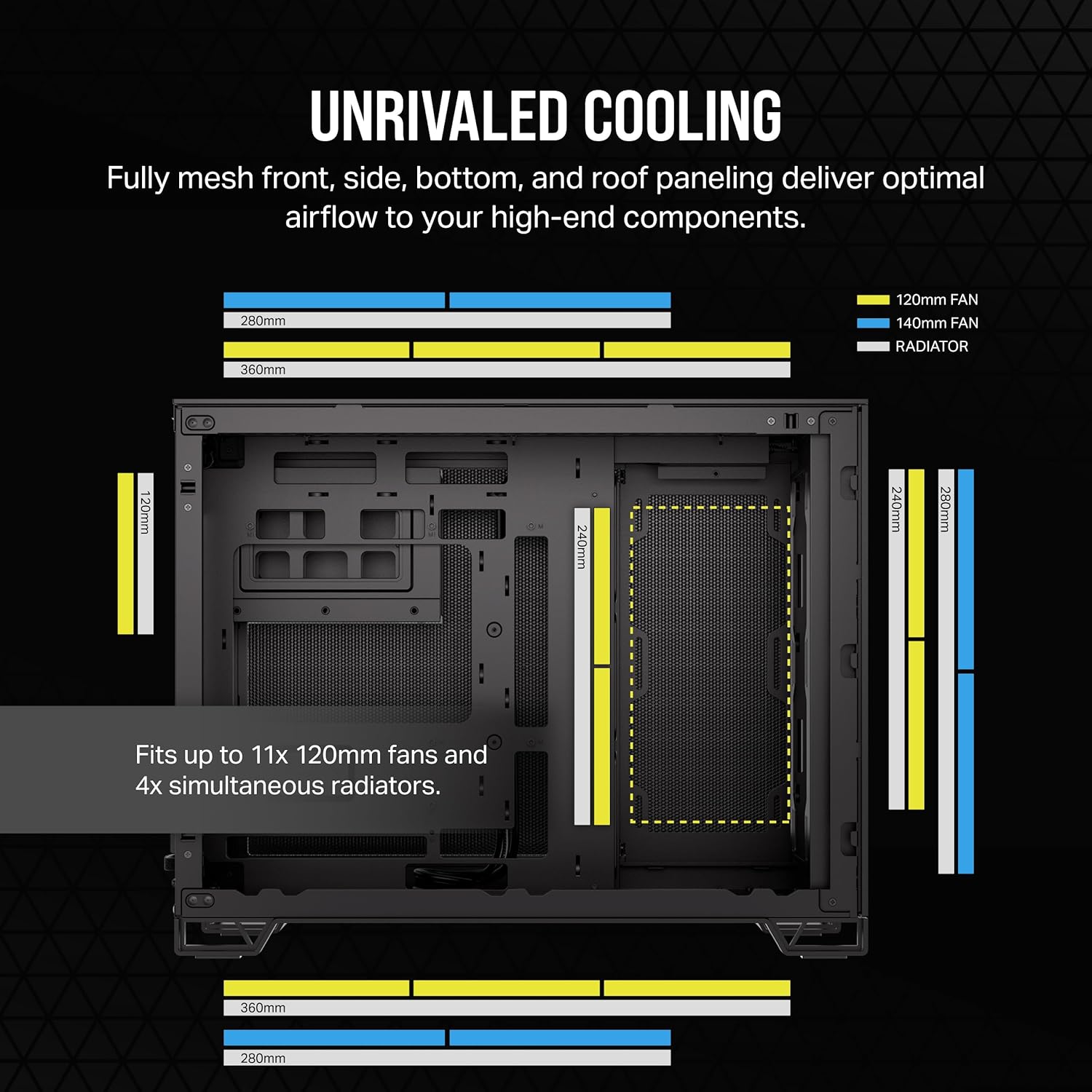 Corsair 2500D Airflow Micro ATX Dual Chamber PC Case - Black - Image 5