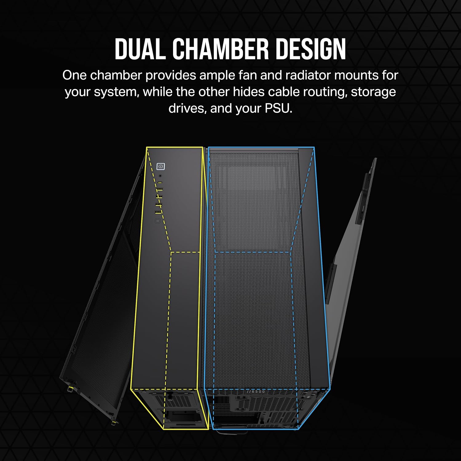 Corsair 6500X Mid-Tower Dual Chamber PC Case - Black - Image 3