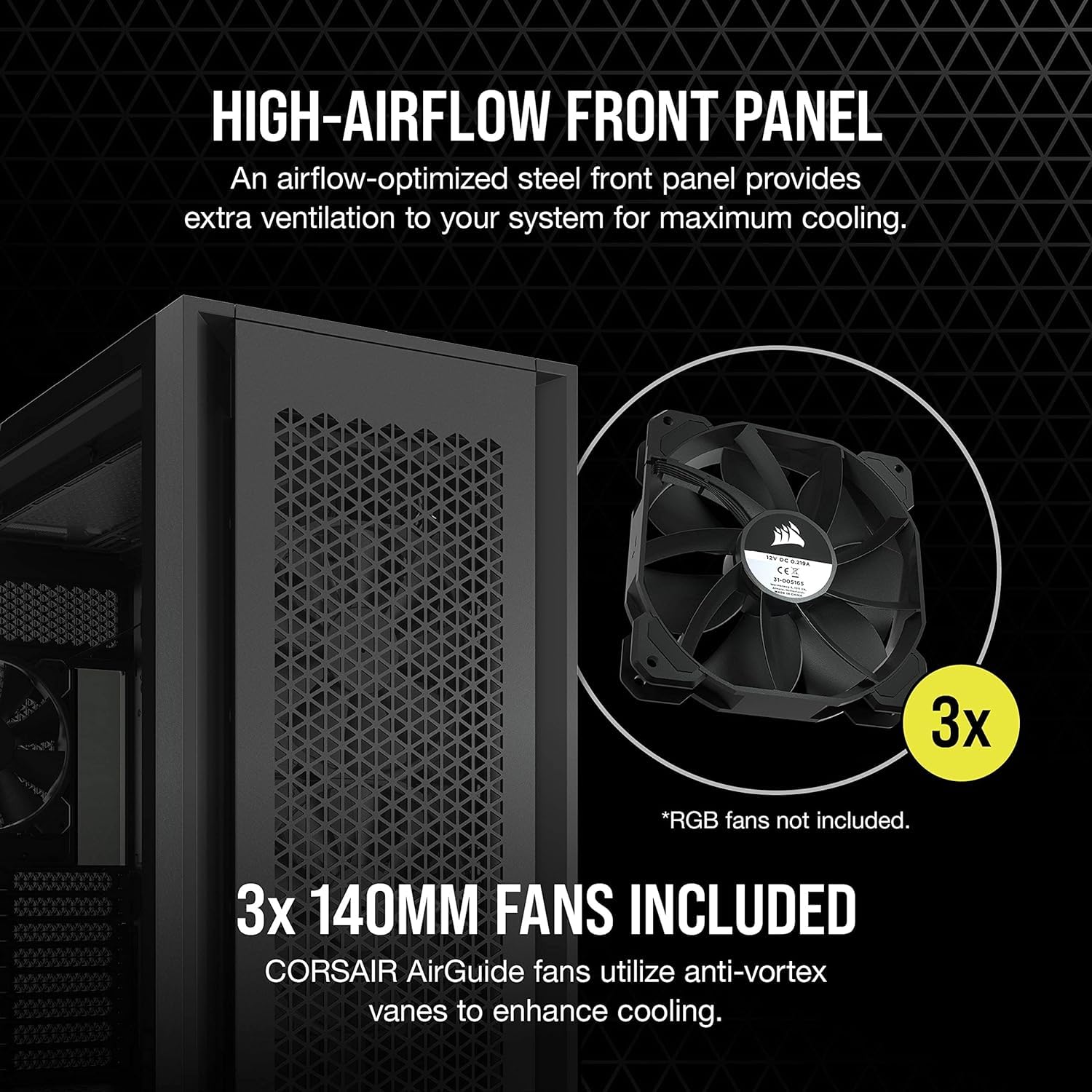 Corsair 7000D Airflow Full-Tower Alloy Steel ATX Computer Case/Gaming Cabinet/ Support - Mini-ITX, Micro-ATX, ATX, E-ATX/ Included Three AirGuide Fans - Black - Image 3