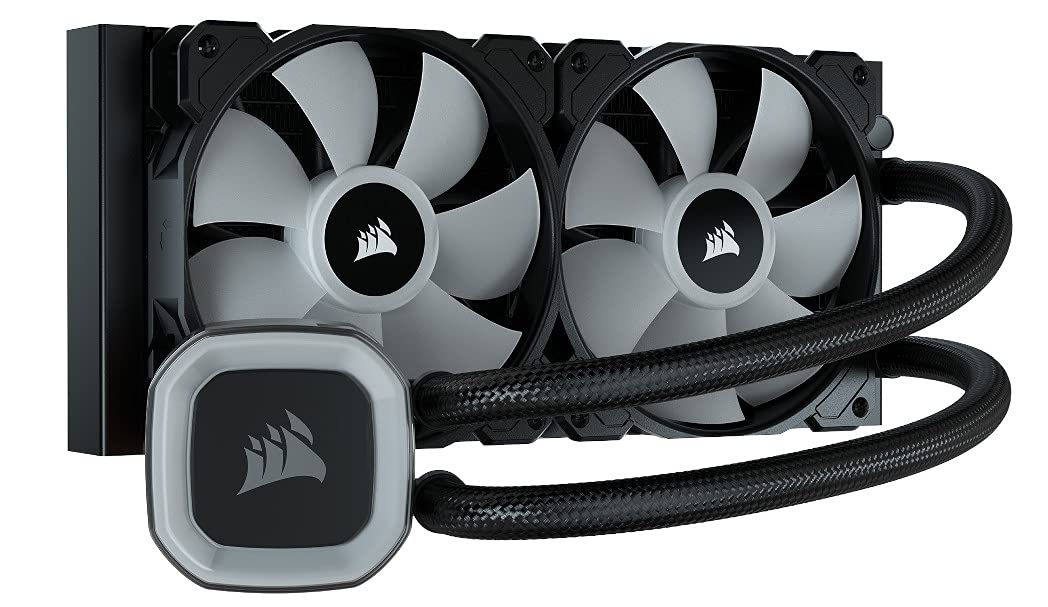 Corsair H100 RGB 240mm Liquid CPU Cooler, 2X 120mm CORSAIR SP RGB ELITE PWM Fans, 29 Total individually addressable RGB LEDs, fan speeds running up to 1,500 RPM, 240mm Radiator (Black) - Image 2
