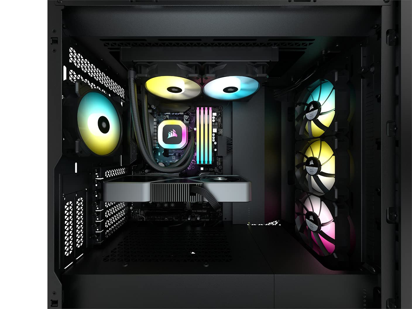 Corsair H100 RGB 240mm Liquid CPU Cooler, 2X 120mm CORSAIR SP RGB ELITE PWM Fans, 29 Total individually addressable RGB LEDs, fan speeds running up to 1,500 RPM, 240mm Radiator (Black) - Image 5