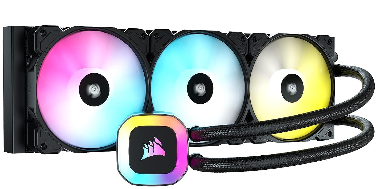 Corsair H150 RGB Liquid CPU Cooler, 3x120mm SP RGB ELITE PWM fans, 37 Total individually addressable RGB LEDs, compatible to all modern CPU sockets - GA 1200,115X, 2066, and AM4, iCUE software sync RGB