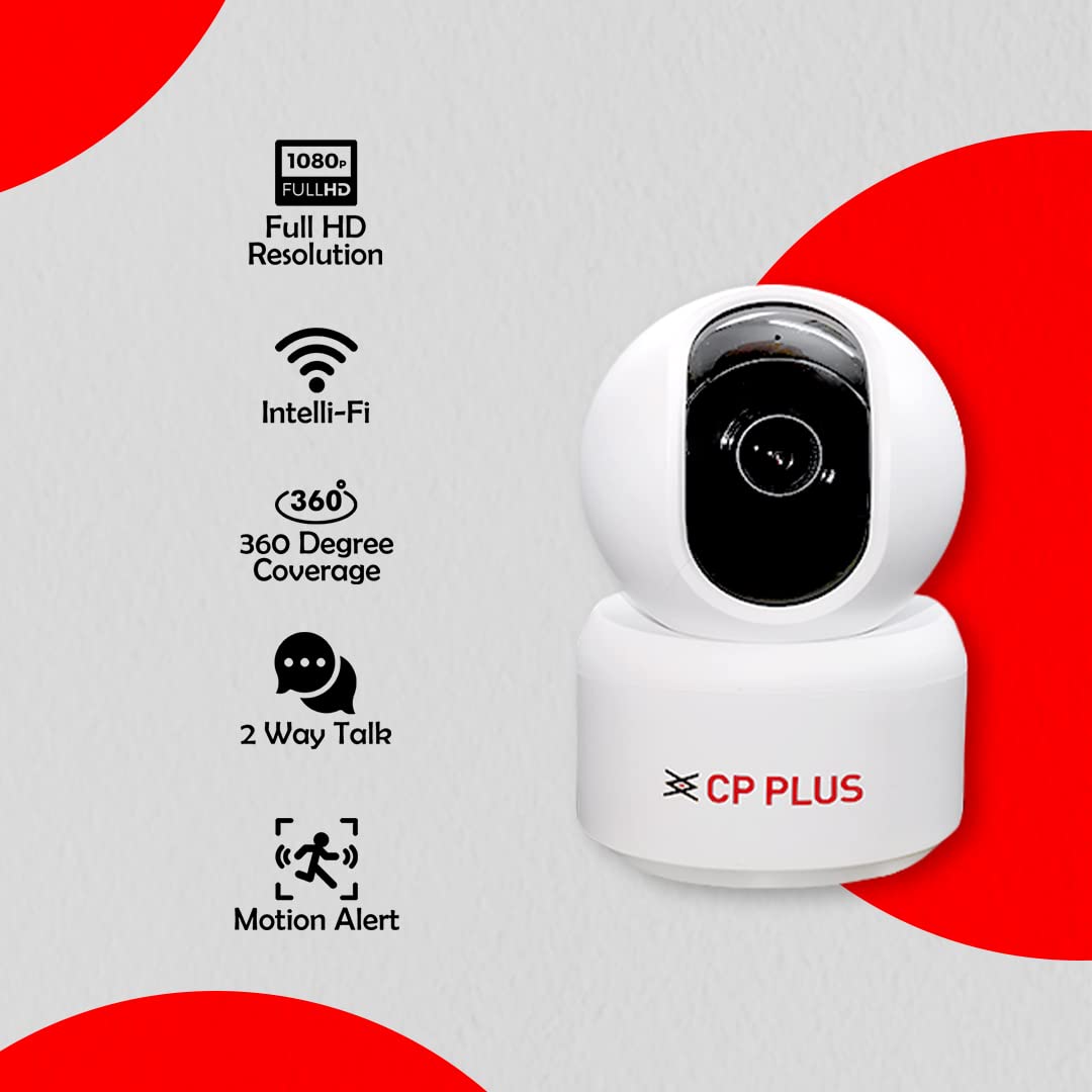 CP Plus CP-E25A Full HD Smart Wi-Fi CCTV Home Security Camera | 360? with Pan Tilt | View & Talk | Motion Alert | Night Vision | SD Card (Upto 128 GB) | IR Distance 10mtr | Works With Alexa & Google - Image 2