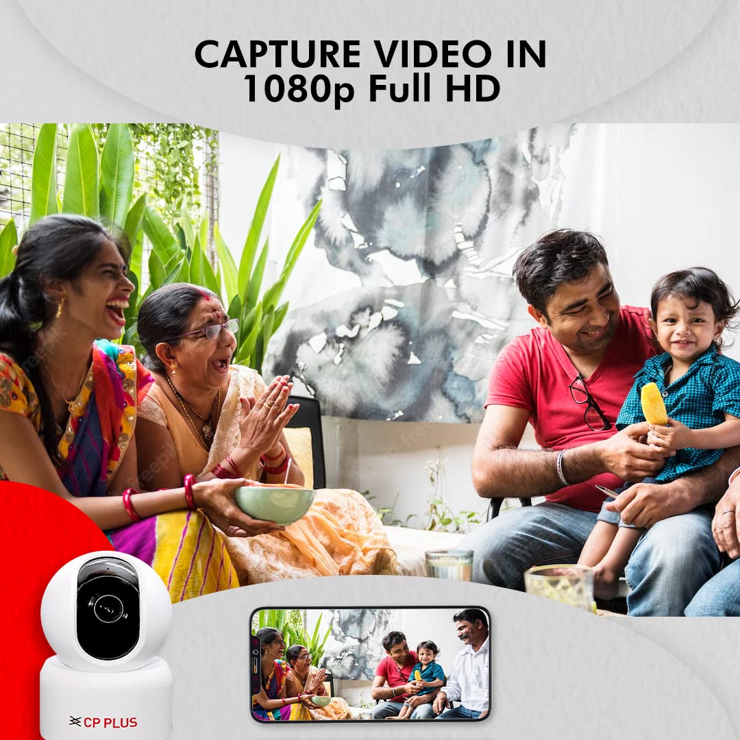 CP Plus CP-E25A Full HD Smart Wi-Fi CCTV Home Security Camera | 360? with Pan Tilt | View & Talk | Motion Alert | Night Vision | SD Card (Upto 128 GB) | IR Distance 10mtr | Works With Alexa & Google - Image 3