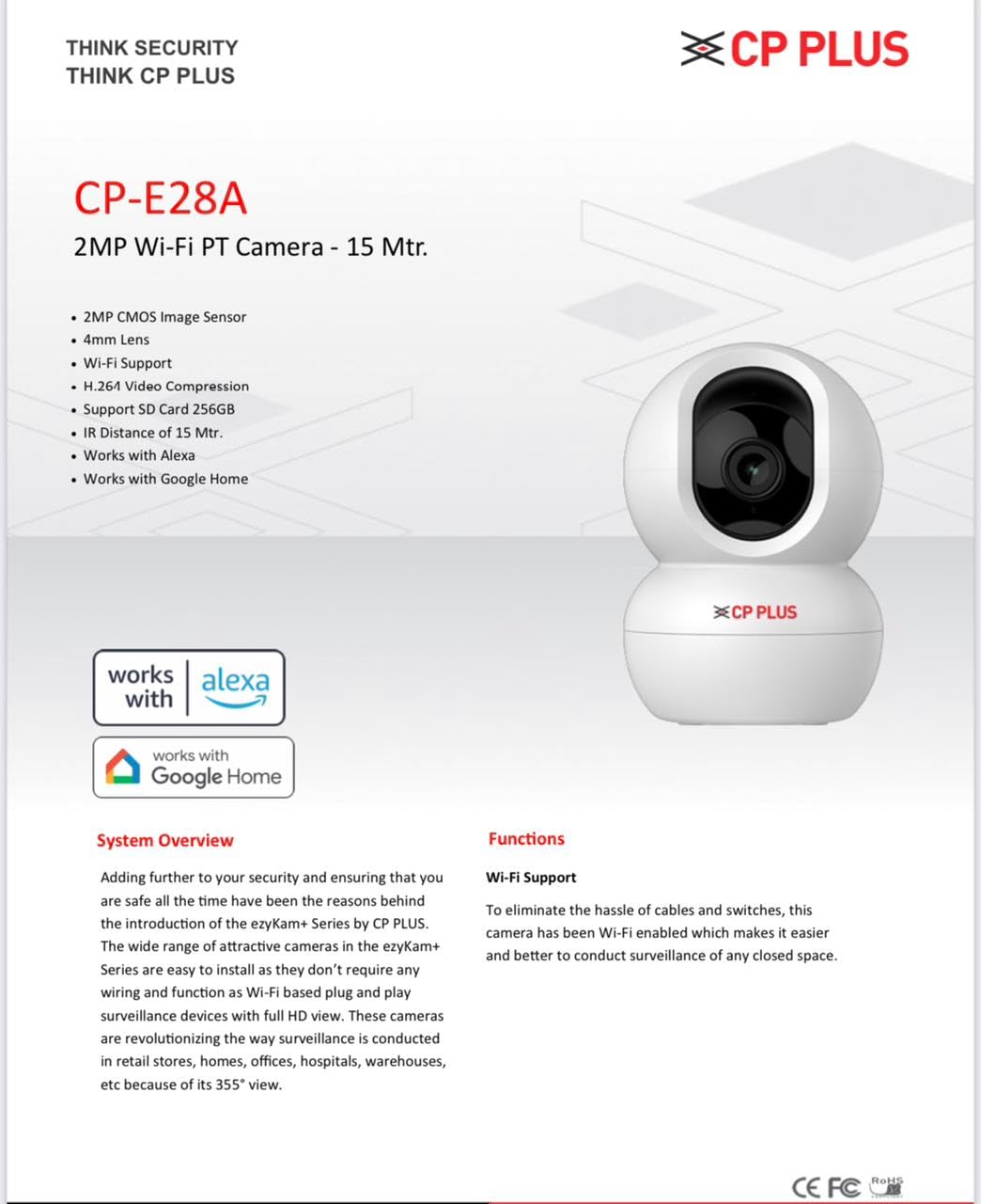 CP Plus CP-E28A 2MP Full HD Wi-Fi CCTV Camera | 360?View PT Camera | Motion Tracking | Cloud Monitoring | 2-Way Talk, Night Vision| Support SD Card (Up to 256 GB) | Privacy Mode - Image 2