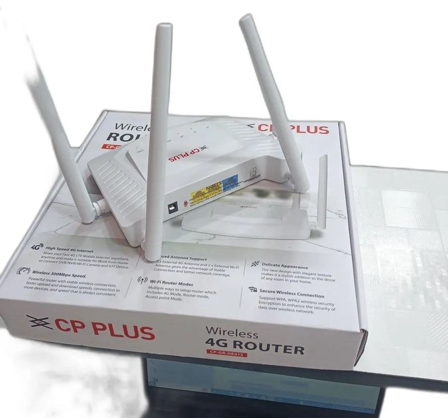 CP Plus 4G LTE Wi-Fi Router (CP-GR-DE412) - 4 Antennas for Stable Connection & Better Coverage/ 2.4Ghz 300MBPS Speed/ 2 Lan Ports - Image 3
