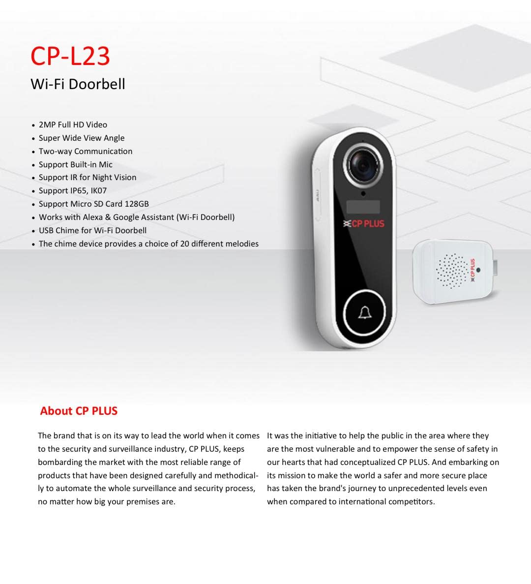 CP Plus Smart Wi-Fi Video Door Bell (CP-L23) - Image 2