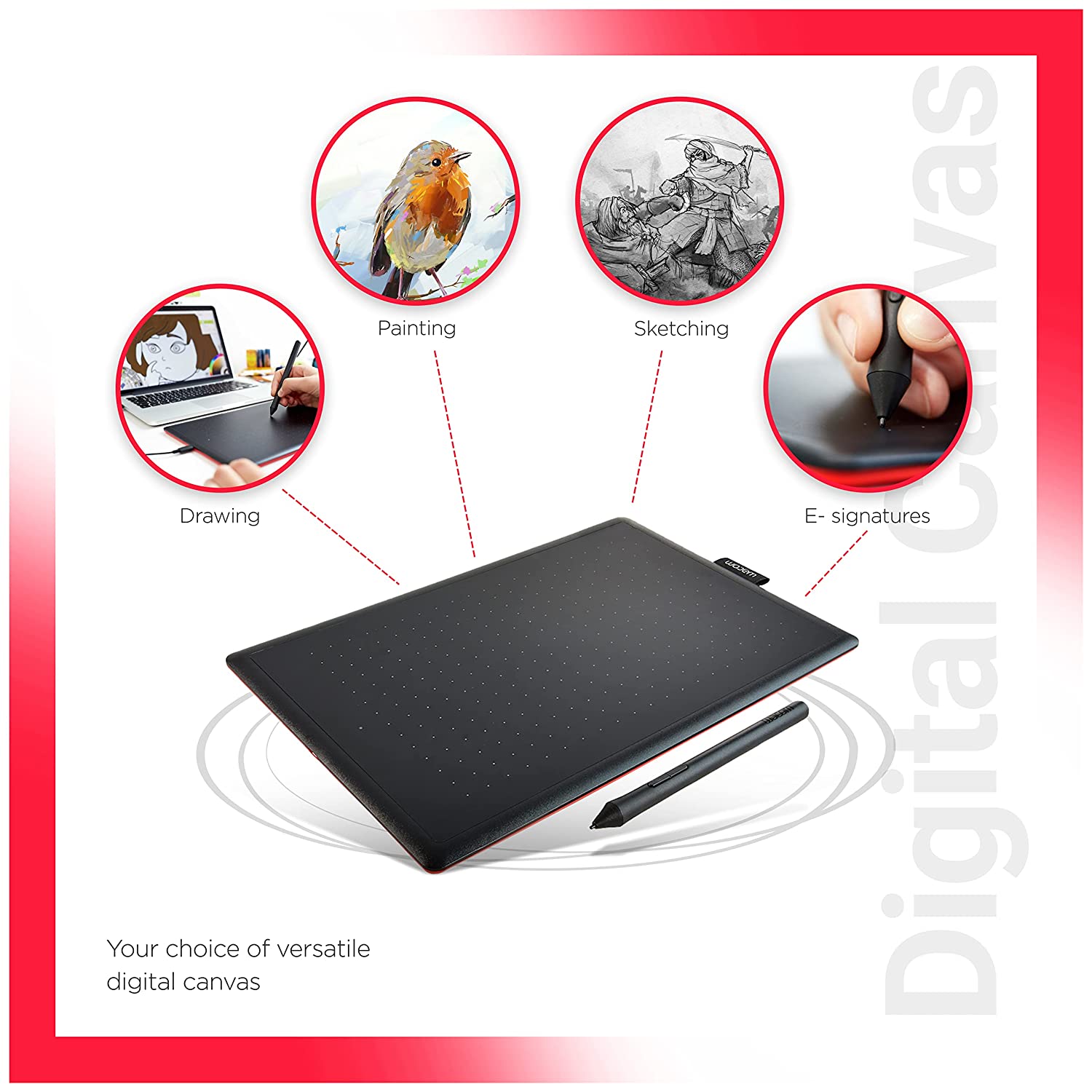 One By Wacom Medium CTL-672/K0-CX 8.5 x 5.3 inch Graphic Pen Tablet for Creators (Connectivity - USB) - Image 3