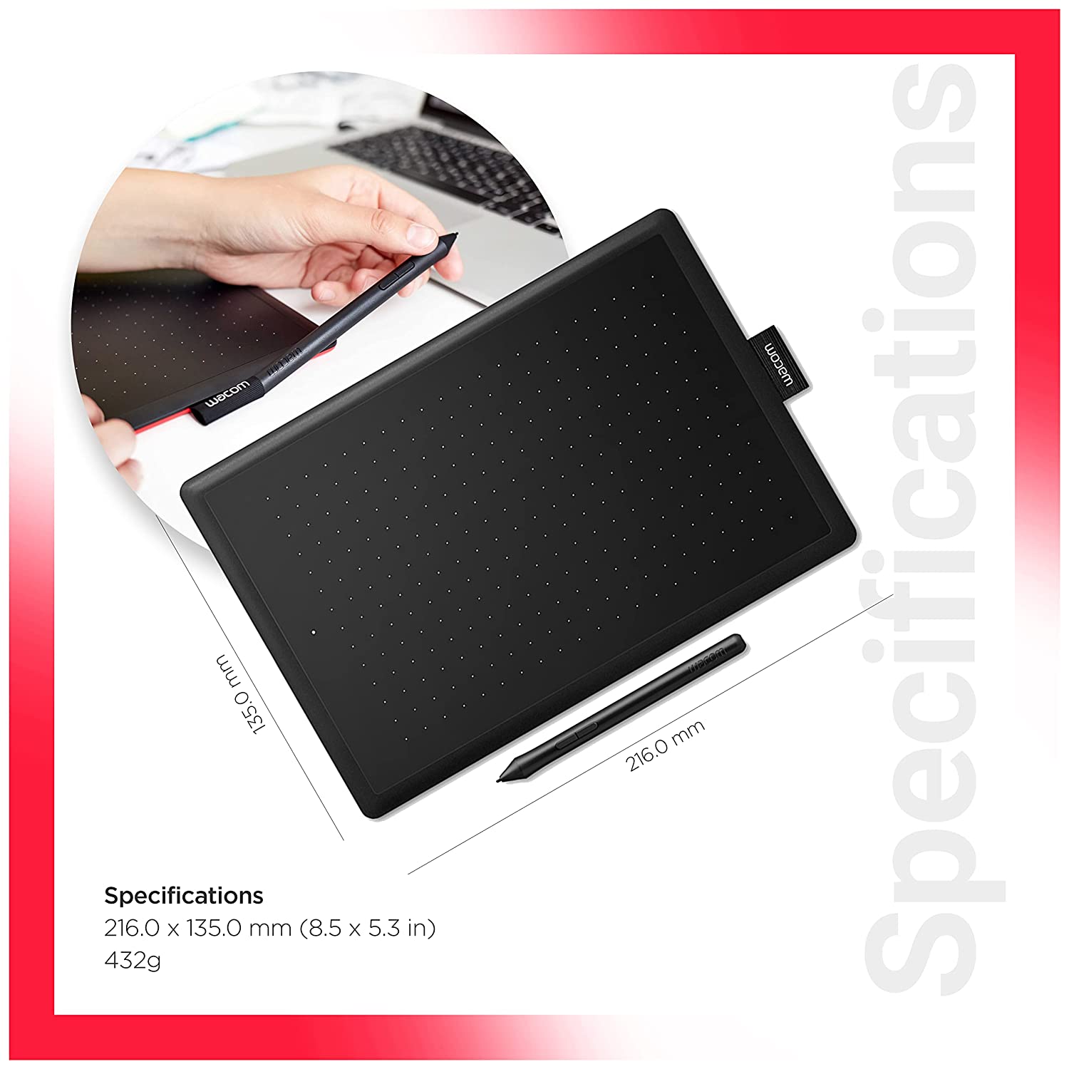 One By Wacom Medium CTL-672/K0-CX 8.5 x 5.3 inch Graphic Pen Tablet for Creators (Connectivity - USB) - Image 4