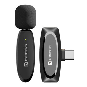 Portronics Dash 7 Omnidirectional Type C Wireless Microphone/ Noise Cancellation/ Plug and Play/ Lapel Wireless Mic for Video Recording/ Supports Type C Android/ iPhone/ Camera (Black)
