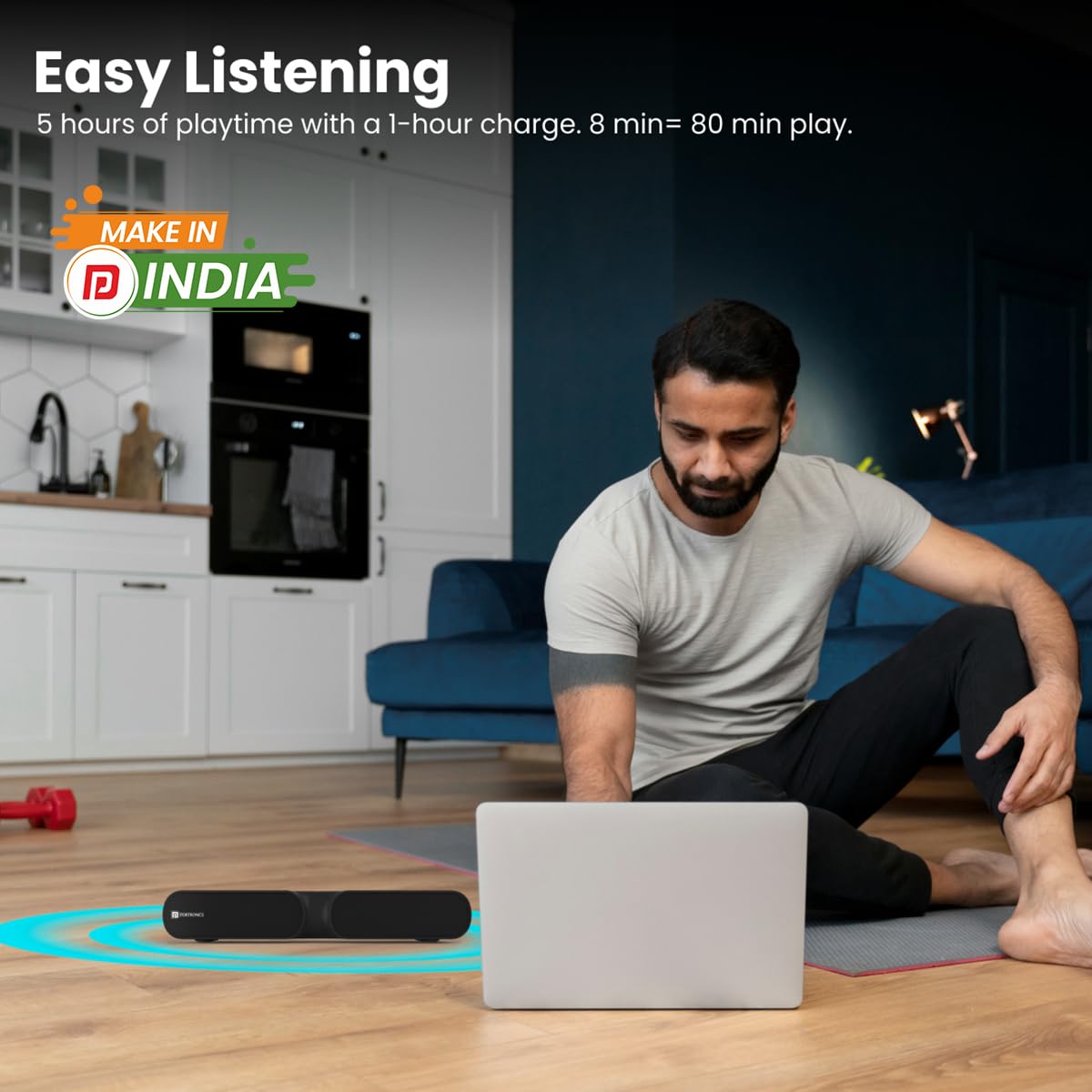 Portronics Decibel 20 16W Wireless Bluetooth Soundbar/ 3.5mm Aux Slot/ HQ Stereo Sound/ Long Playtime - Black - Image 3