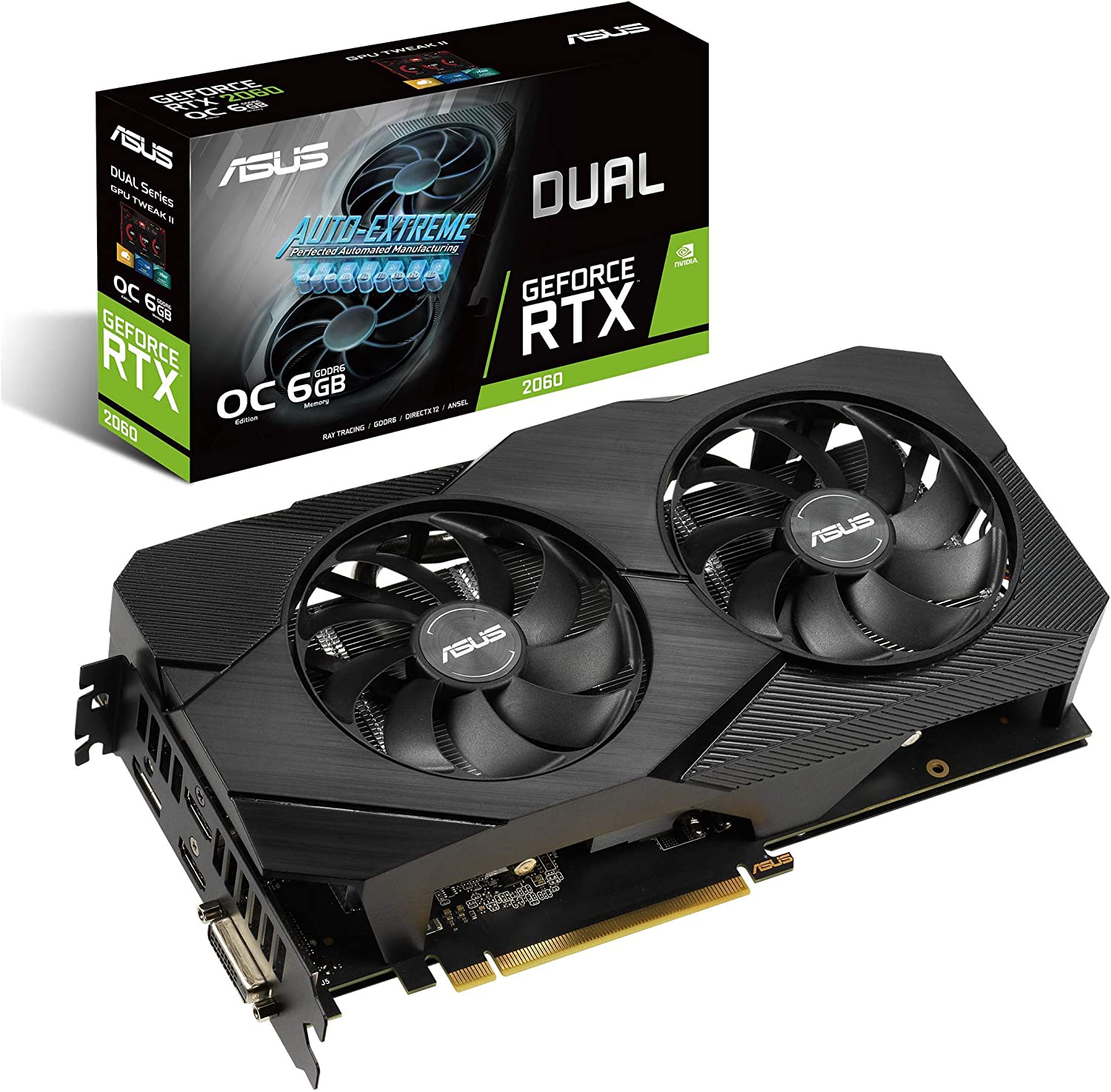 Asus Dual GeForce RTX 2060 OC Edition EVO 6GB GDDR6 192-Bit Dual Fan Graphics Card (DUAL-RTX2060-O6G-EVO)