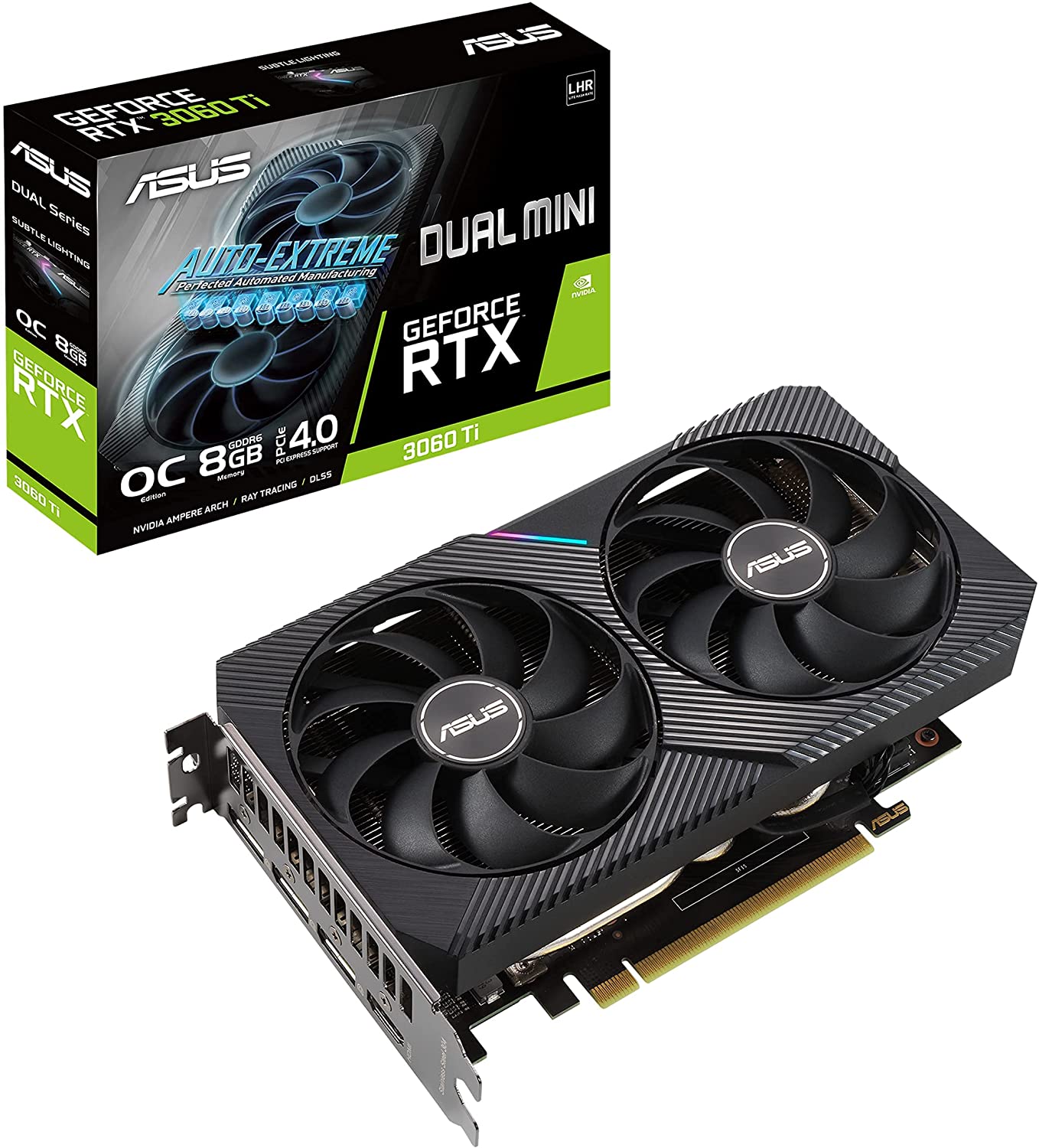 Asus DUAL GeForce RTX 3060 Ti V2 MINI OC Edition 8GB GDDR6 256-Bit Dual Fan LHR Graphics Card (DUAL-RTX3060TI-8G-MINI-V2)