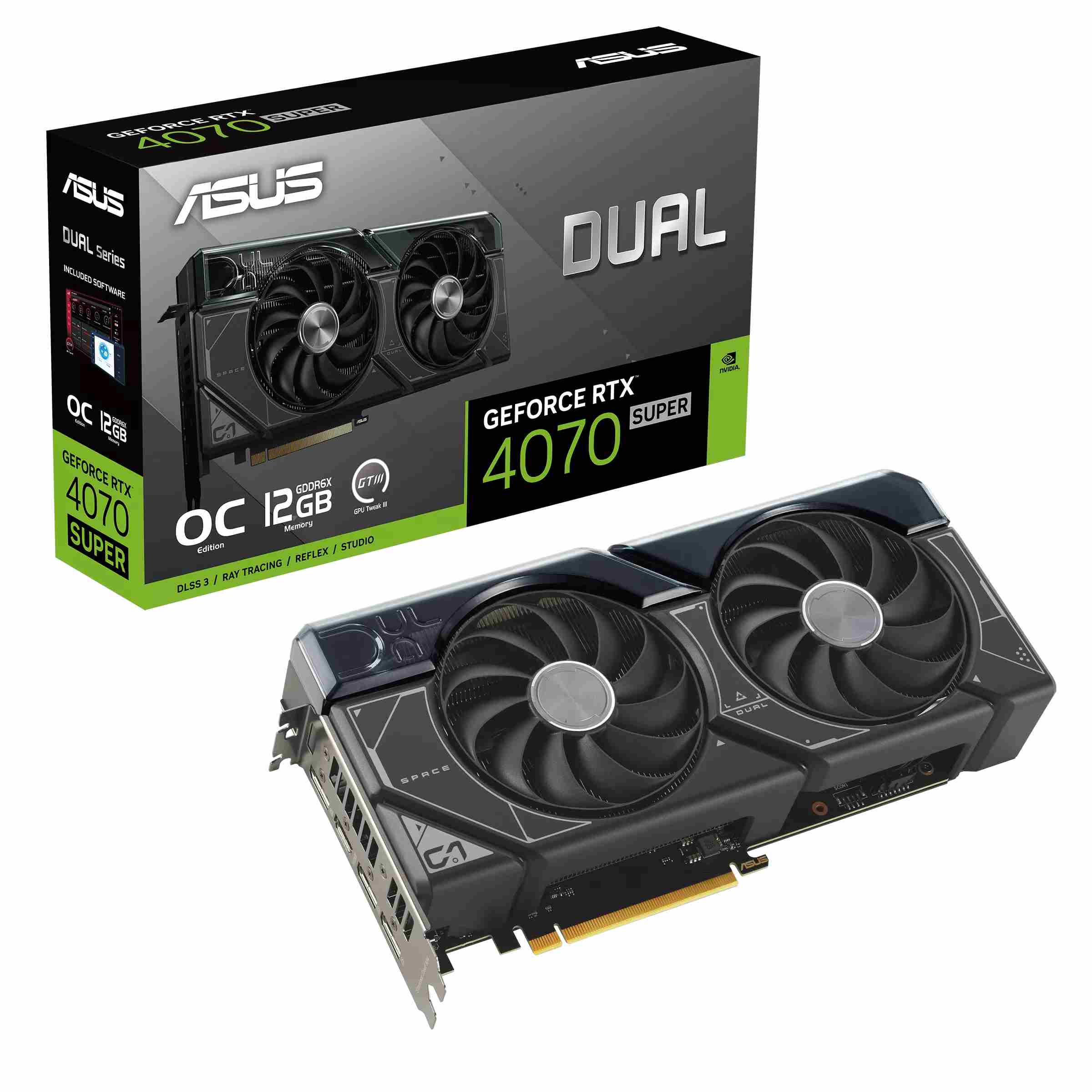 ASUS Dual GeForce RTX 4070 SUPER OC Edition 12GB GDDR6X 192-Bit Dual Fan Graphics Card (DUAL-RTX4070S-O12G)