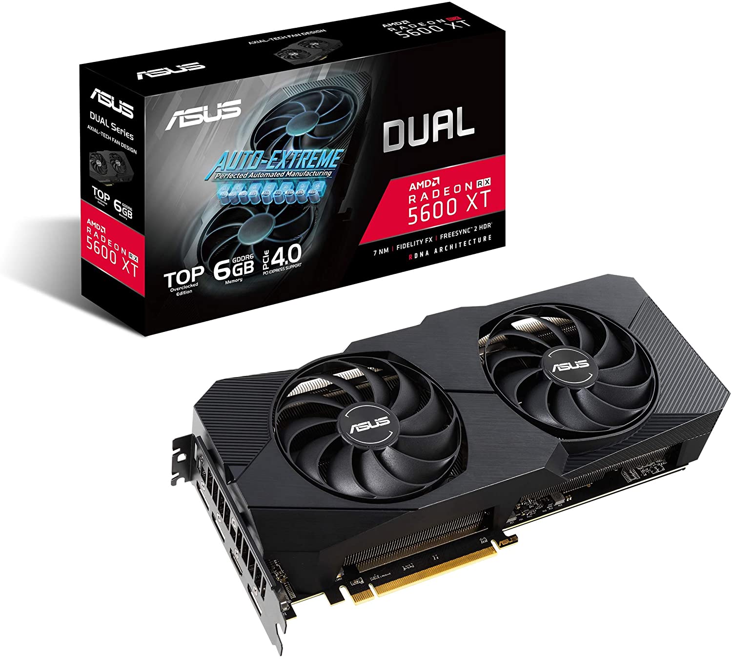 Asus Dual Radeon RX 5600 XT EVO 6GB GDDR6 192-Bit Dual Fan Graphics Card (DUAL-RX5600XT-T6G-EVO)