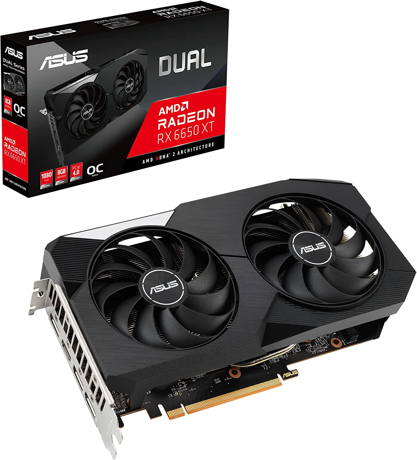 Asus Dual Radeon RX 6650 XT OC Edition 8GB GDDR6 128-Bit Dual Fan Graphics Card (DUAL-RX6650XT-O8G)