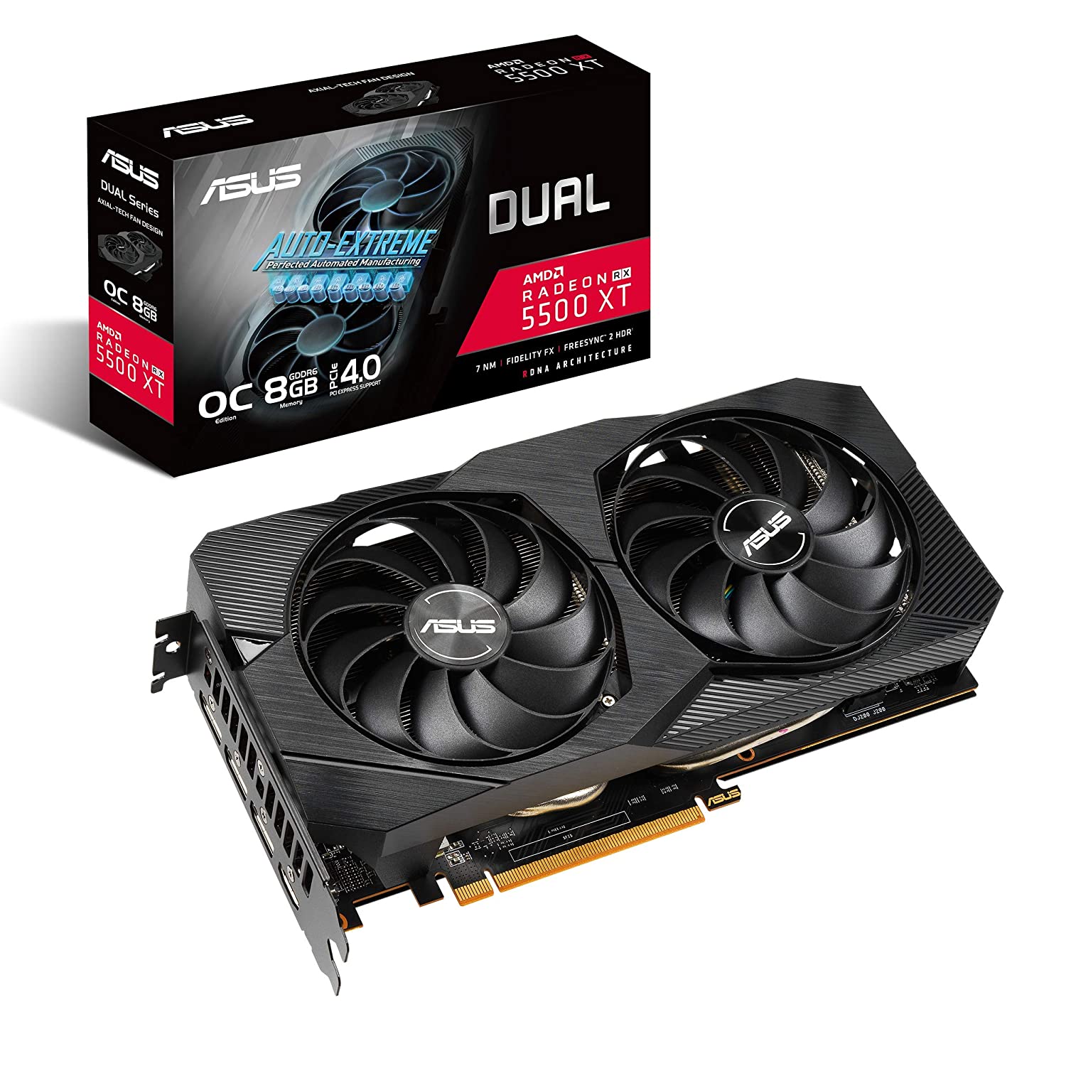 ASUS Dual Radeon RX 5500 XT EVO OC 8GB Edition GDDR6 Gaming Graphics Card (DUAL-RX5500XT-O8G-EVO)