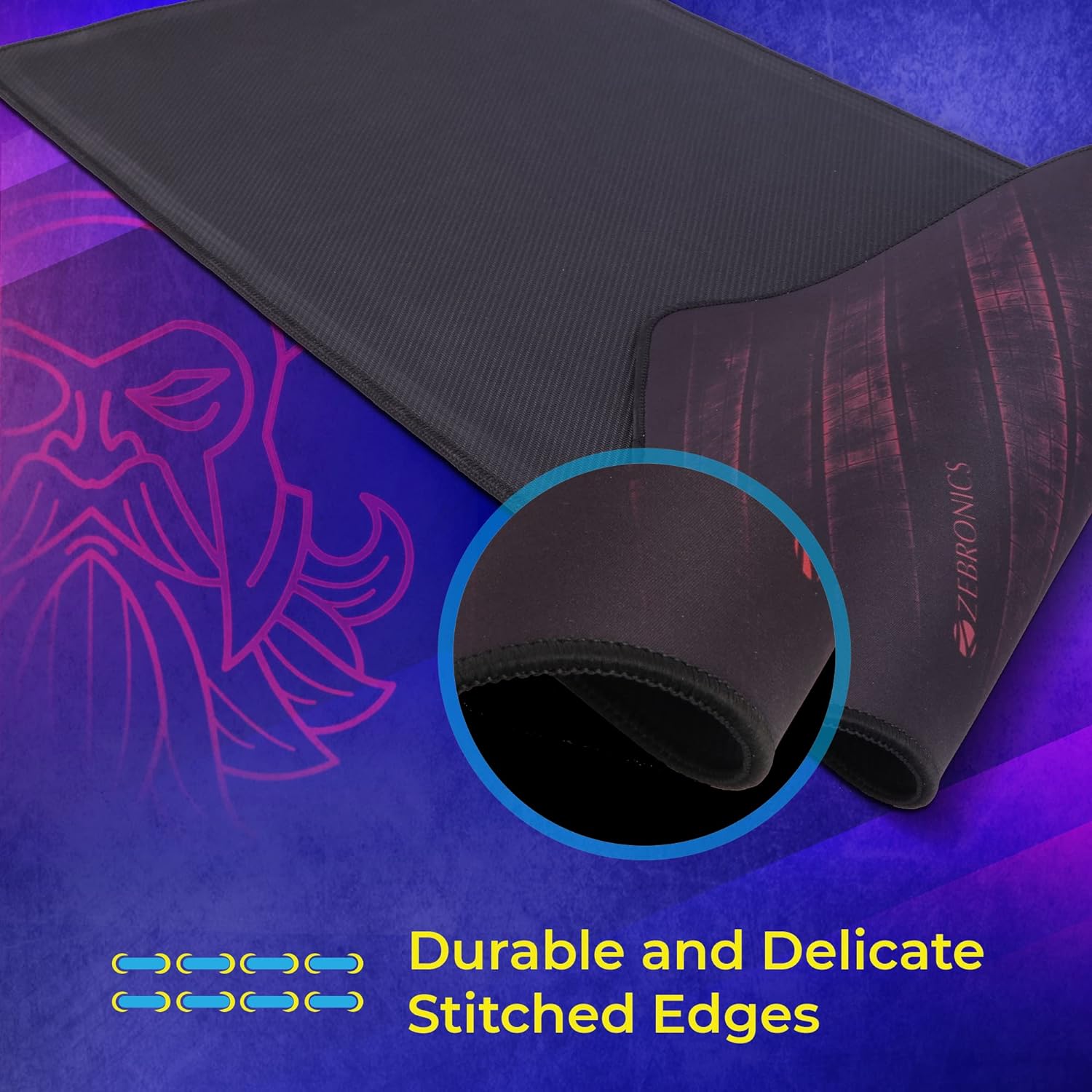 Zebronics Firestorm gaming mouse pad XL for all mouse sensors with micro-textured fabric surface/ anti slip rubber base/ 440x350mm size/ 4mm thickness and a Portable roll and go design - Image 2