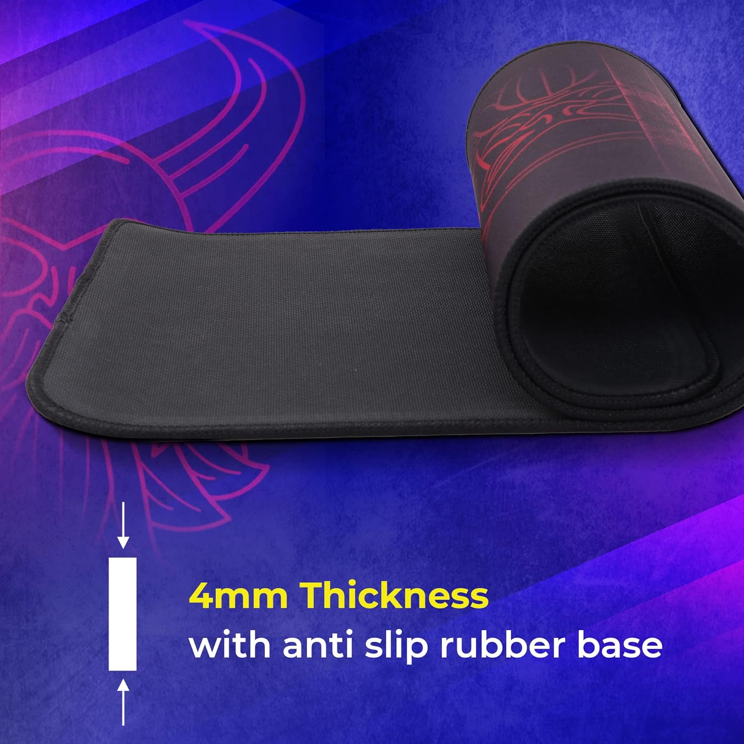 Zebronics Firestorm gaming mouse pad XL for all mouse sensors with micro-textured fabric surface/ anti slip rubber base/ 440x350mm size/ 4mm thickness and a Portable roll and go design - Image 5