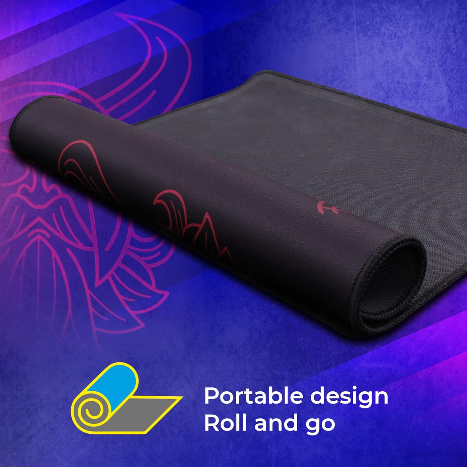 Zebronics Firestorm gaming mouse pad for all mouse sensors with micro-textured fabric surface/ anti slip rubber base/ 440x350mm size/ 4mm thickness and a Portable roll and go design - Image 3