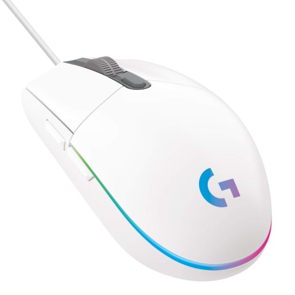 Logitech G203 Wired Gaming Mouse - 8,000 DPI, Rainbow Optical Effect LIGHTSYNC RGB, 6 Programmable Buttons, On-Board Memory, Screen Mapping, PC/ Mac Computer and Laptop Compatible - White
