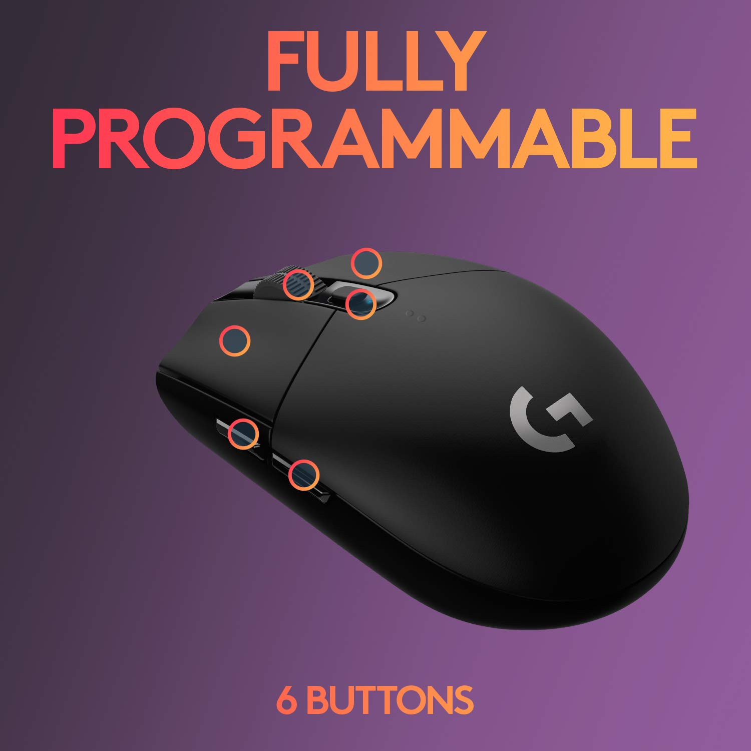 Logitech G304 Lightspeed Wireless Gaming Mouse, Hero Sensor, 12,000 DPI, Lightweight, 6 Programmable Buttons, 250h Battery Life, On-Board Memory, Compatible with PC/Mac (Black) - Image 5