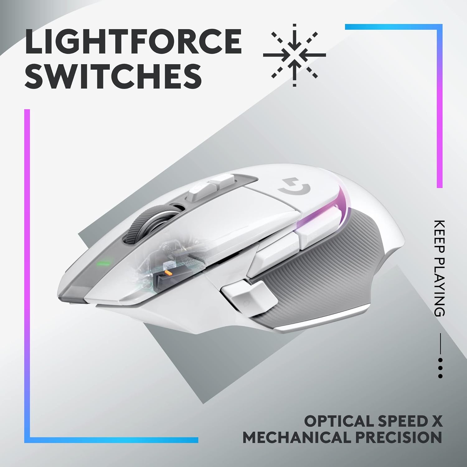 Logitech G502 X Plus Wireless RGB Gaming Mouse/ Optical Mouse with LIGHTFORCE Hybrid switches, LIGHTSYNC RGB, Hero 25K Gaming Sensor, Compatible with PC/macOS/Windows - White - Image 2