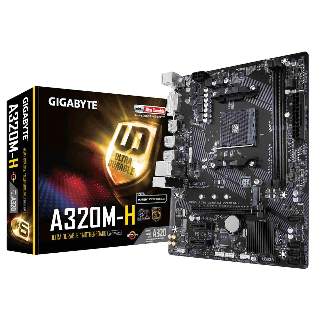 Gigabyte GA-A320M-H Ultra Durable Motherboard for AMD Ryzen Processors - AM4 Socket