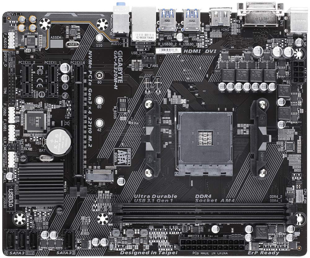 Gigabyte GA-A320M-H Ultra Durable Motherboard for AMD Ryzen Processors - AM4 Socket - Image 2