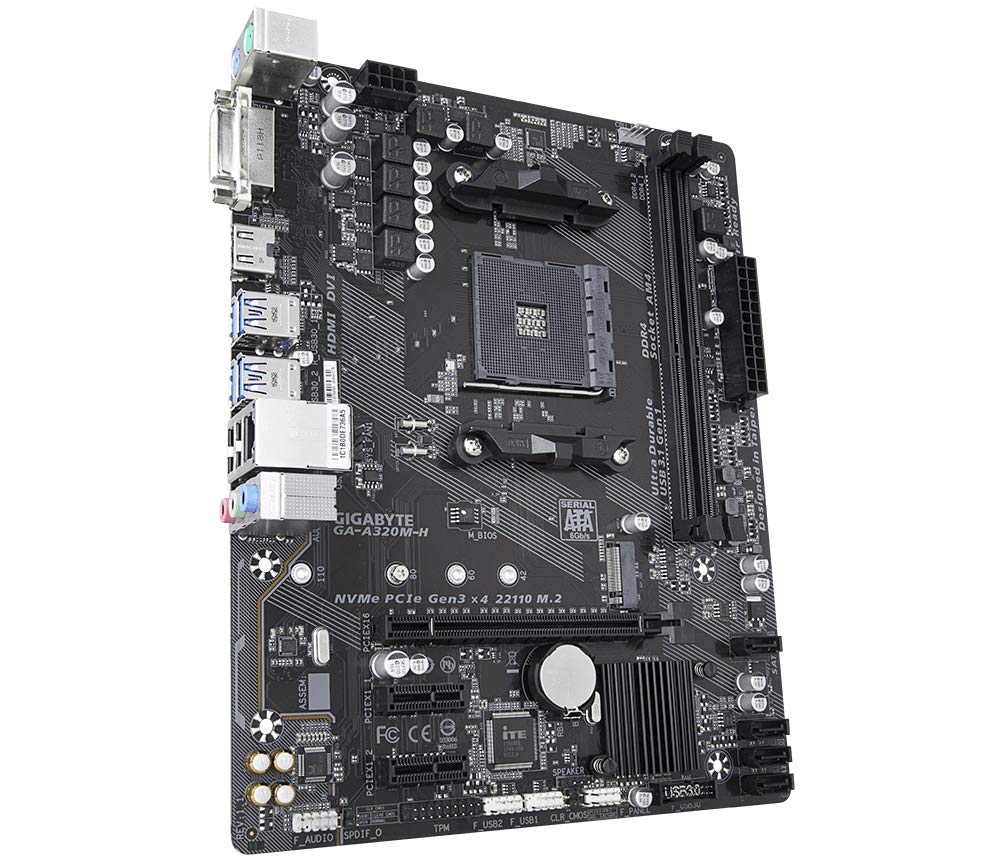 Gigabyte GA-A320M-H Ultra Durable Motherboard for AMD Ryzen Processors - AM4 Socket - Image 3