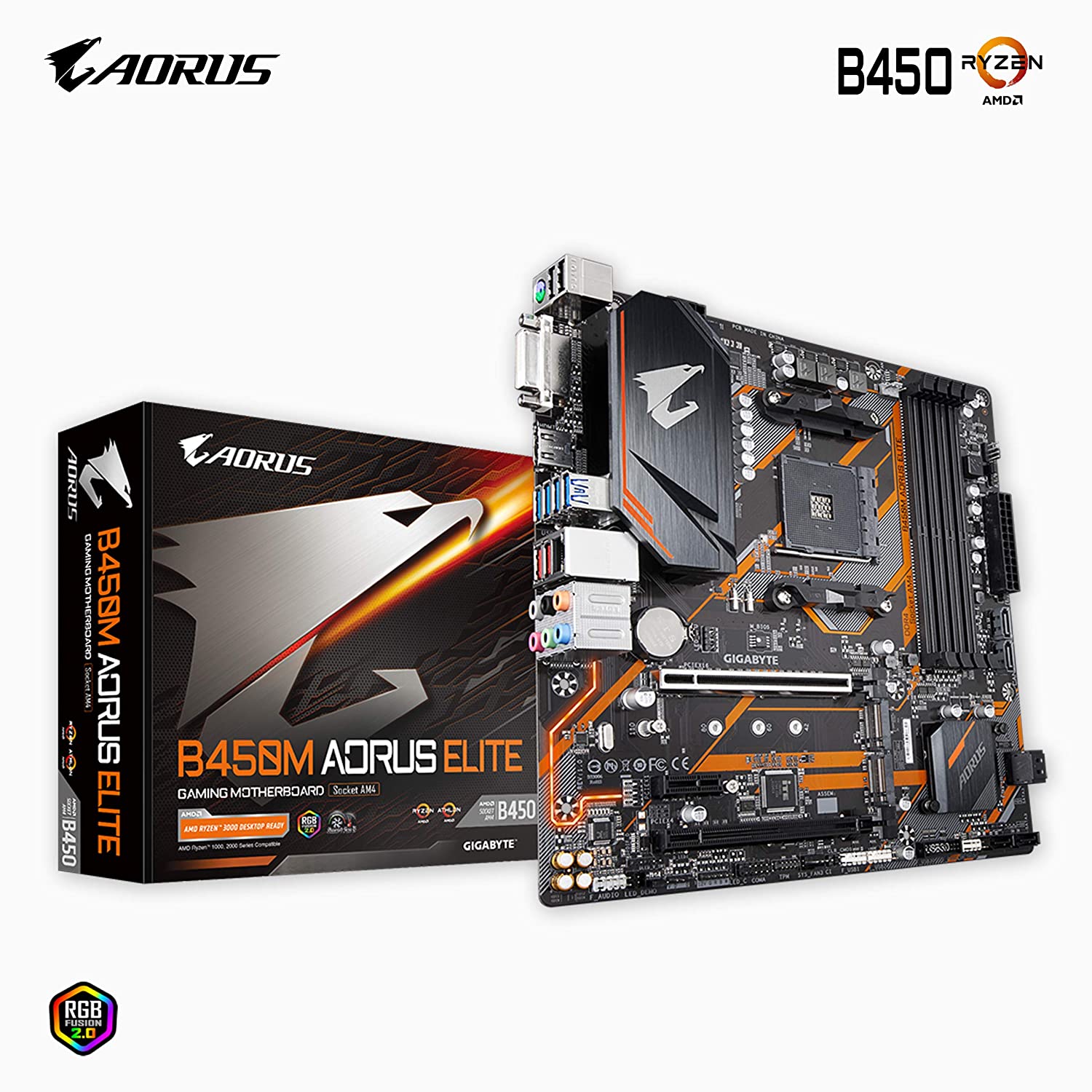 Gigabyte B450M AORUS ELITE Motherboard for 1st/ 2nd/ 3rd Gen Ryzen Processors - AM4 Socket