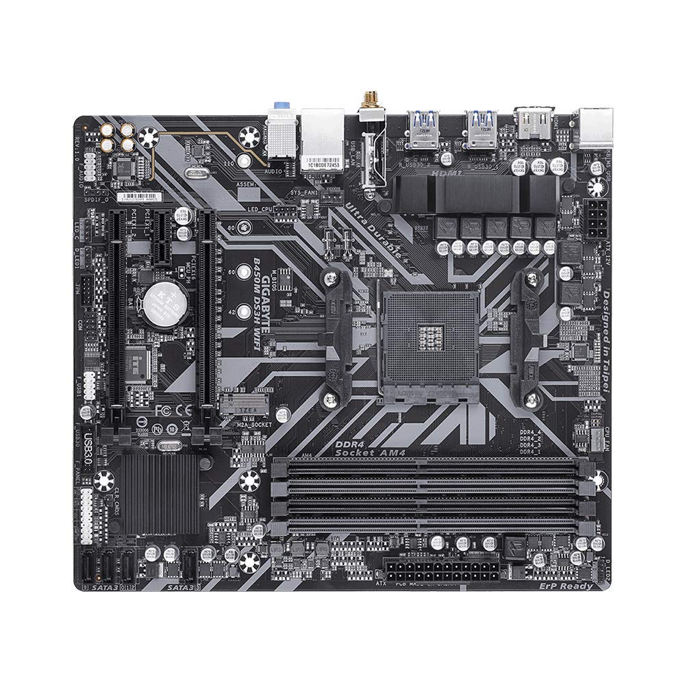 Gigabyte B450M DS3H WiFi Motherboard for 1st/ 2nd/ 3rd Gen Ryzen Processors - AM4 Socket (WiFi/ Bluetooth/ HDMI/ USB 3.1/ 64GB DDR4) - Image 2