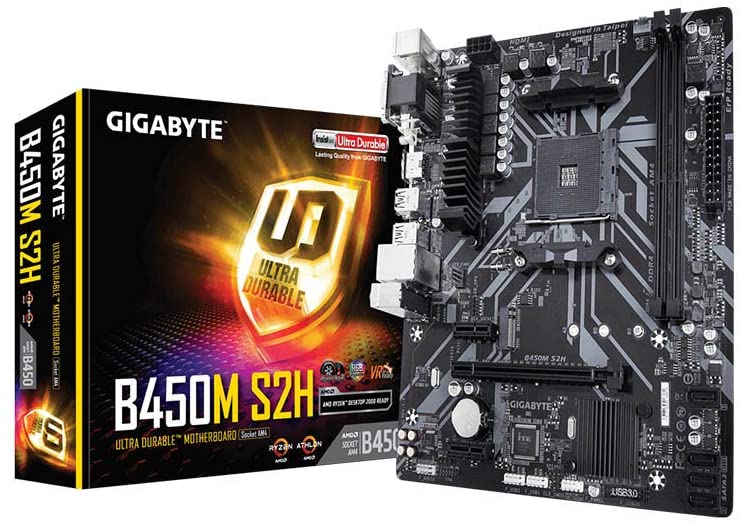 Gigabyte B450M S2H Ultra Durable Motherboard for AMD Ryzen 5000/ 5000G/ 3rd Gen Series Processors - AM4 Socket