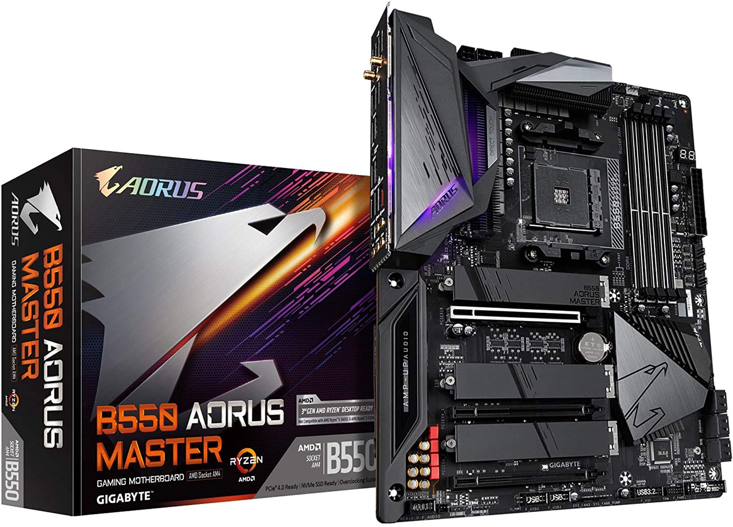 Gigabyte B550 AORUS MASTER (WiFi) GAMING Motherboard with Thunderbolt Header for 3rd Gen Ryzen Processors - AM4 Socket