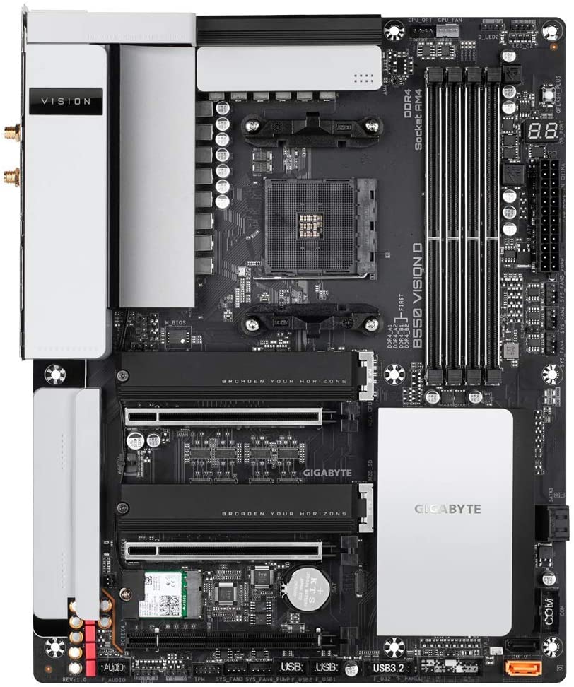 Gigabyte B550 VISION D (Wi-Fi) Motherboard for 3rd Gen Ryzen Processors - AM4 Socket (Thunderbolt 3/ 3xPCIe 4.0/3.0/ 3xM.2/ USB3.2 Gen 2 Type-C/ Intel WiFi 6/ HDMI 2.1) - Image 2