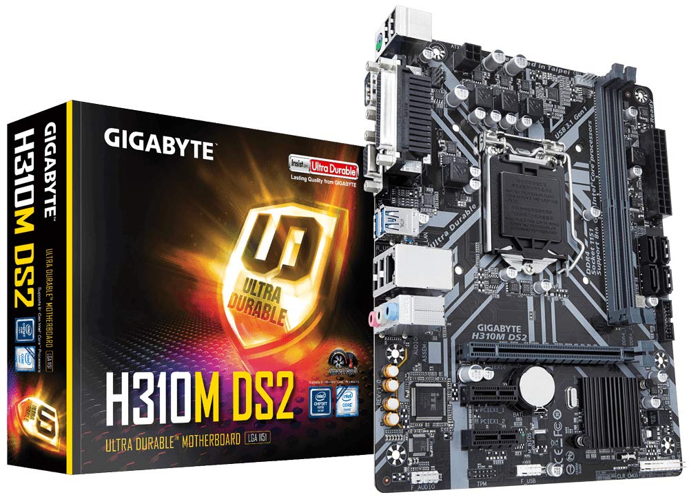 Gigabyte H310M DS2 2.0 Ultra Durable Motherboard for Intel 8th and 9th Gen Processors - LGA1151 Socket