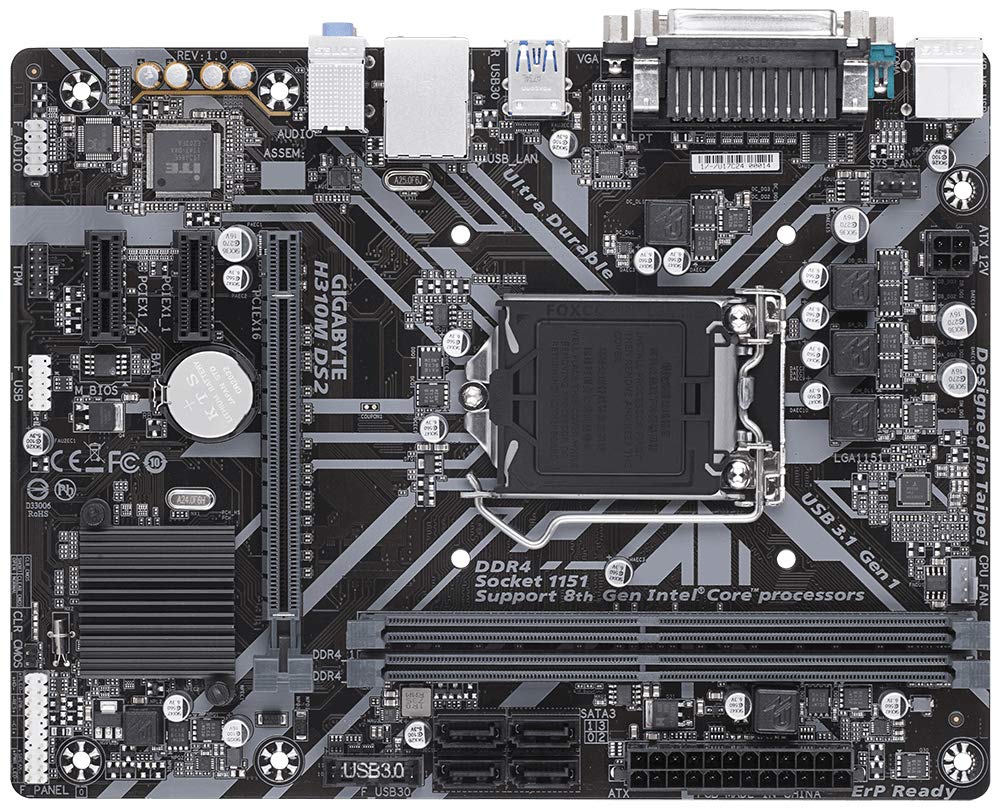 Gigabyte H310M DS2 2.0 Ultra Durable Motherboard for Intel 8th and 9th Gen Processors - LGA1151 Socket - Image 2