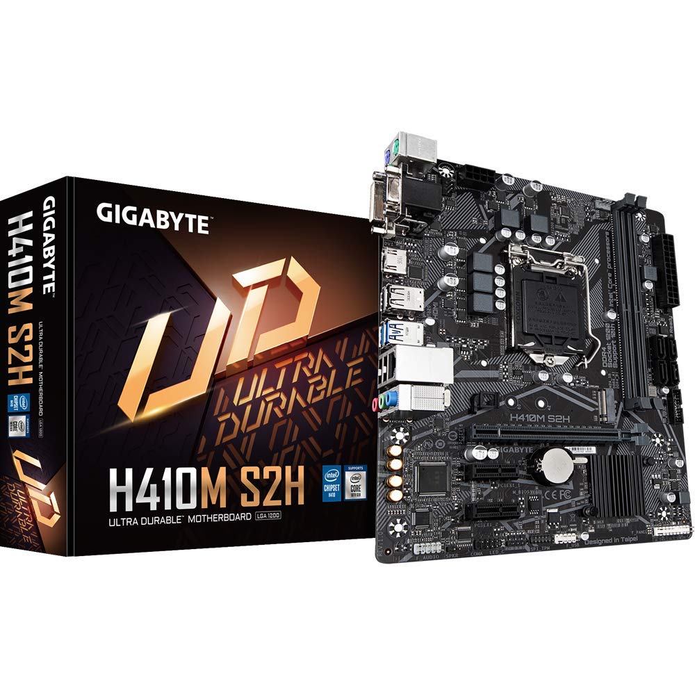 Gigabyte H410M S2H Ultra Durable Motherboard with M.2, HDMI/ DVI-D/ D-Sub Ports for Intel 10th Gen Processors - LGA1200 Socket