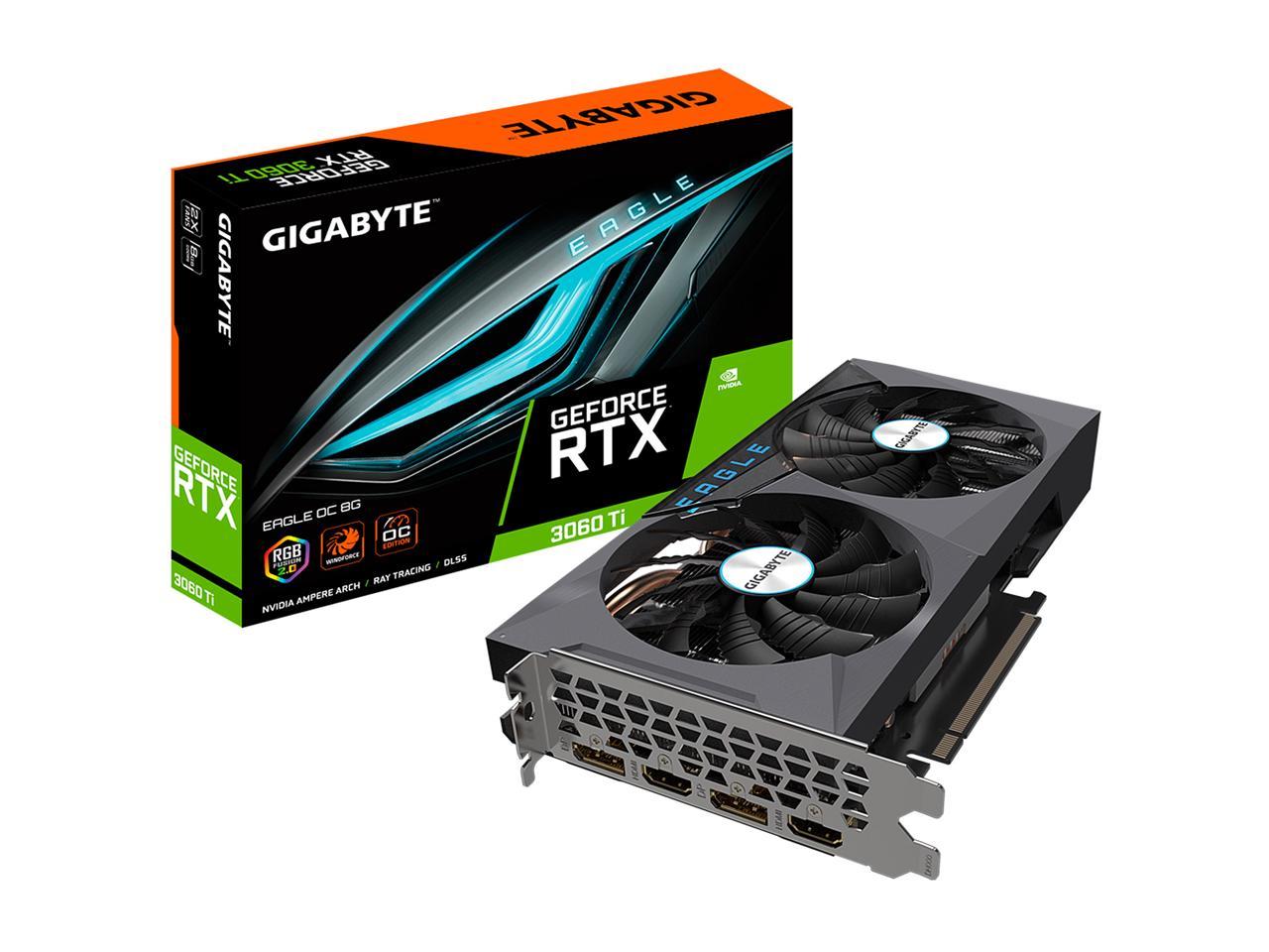 Gigabyte NVIDIA GeForce RTX 3060 Ti EAGLE OC 8GB GDDR6 256-Bit Dual Fan Graphics Card (GV-N306TEAGLE OC-8GD)