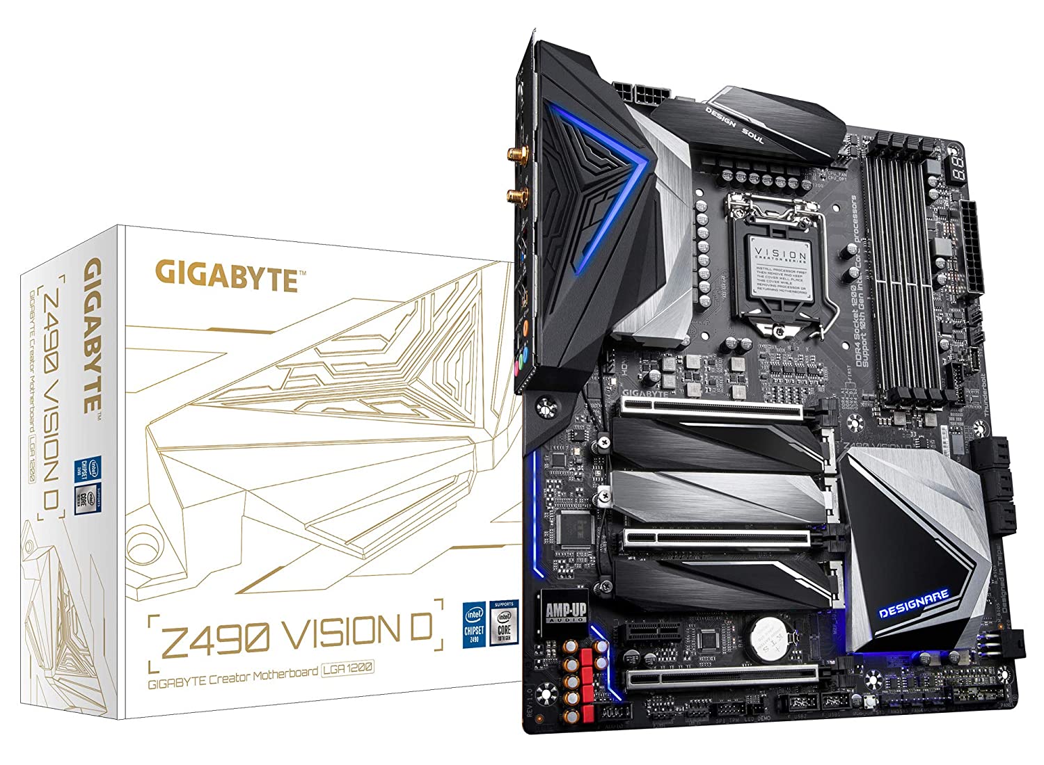 Gigabyte Z490 VISION D (Wi-Fi) Thunderbolt 3 Motherboard with USB 3.2 Gen 2 Type-C Ports - LGA1200 Socket