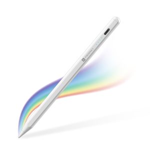 Portronics Glide Stylus Pencil for iPad Tablets with Angle Tilt Sensitivity, Palm Rejection, Attaches Magnetically, Battery LED Indicator, Type-C Charging, Stylus Pen for iPads - White