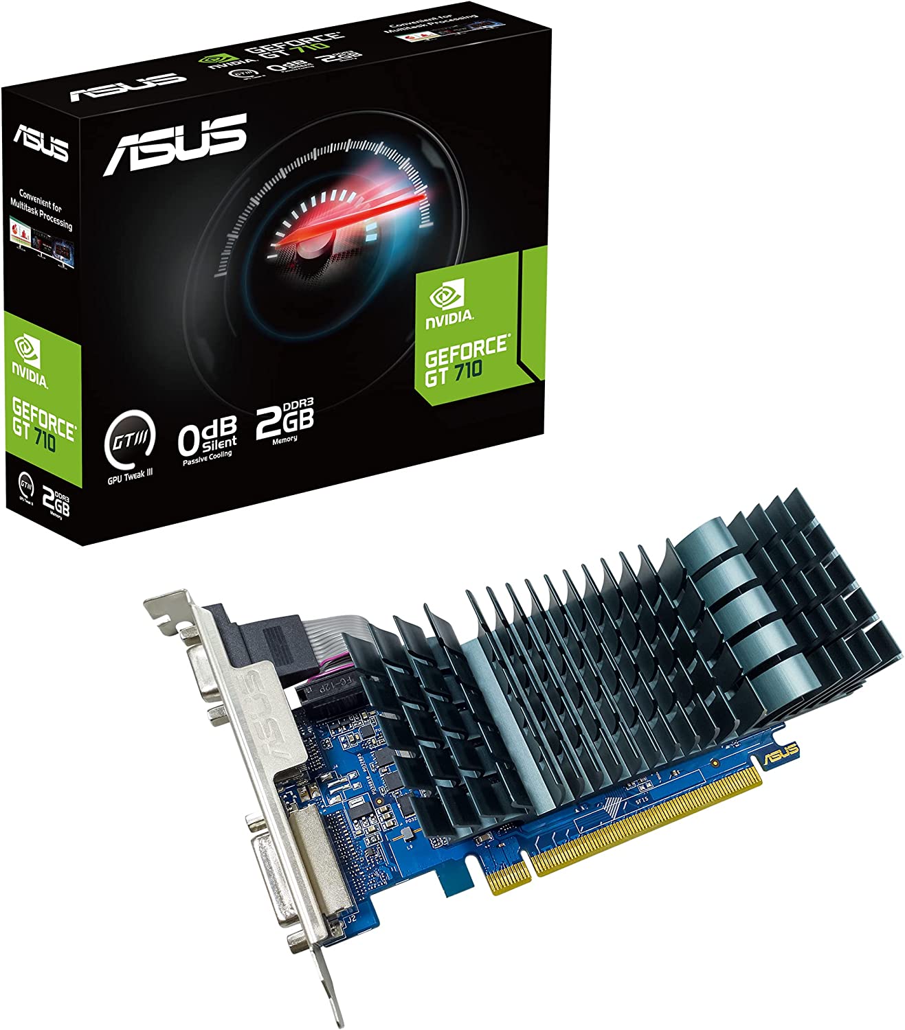 Asus GeForce 710 2GB DDR3 EVO Low Profile Graphics Card for Silent HTPC Builds (GT710-SL-2GD3-BRK-EVO)