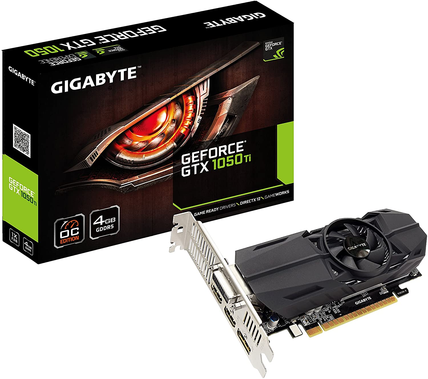 Gigabyte NVIDIA GeForce GTX 1050 Ti OC Low Profile 4G 4GB GDDR5 128-Bit Turbo Fan Graphics Card (GV-N105TOC-4GL)