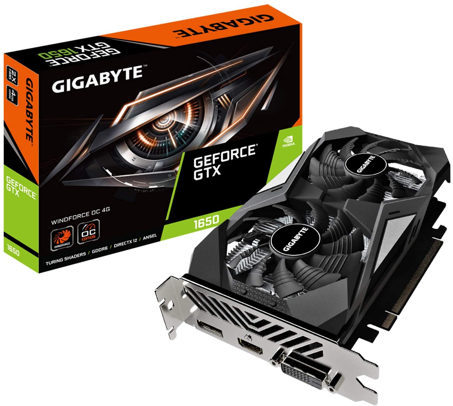 Gigabyte NVIDIA GeForce GTX 1650 D6 WINDFORCE OC 4GB GDDR6 128-Bit Dual Fan Graphics Card (GV-N1656WF2OC-4GD)