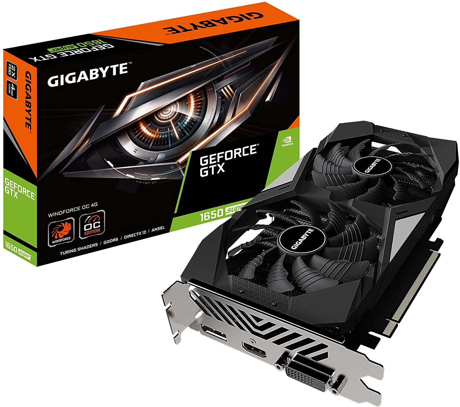 Gigabyte GeForce GTX 1650 Super Windforce OC 4GB GDDR6 128-Bit Dual Fan Graphics Card (GV-N165SWF2OC-4GD)