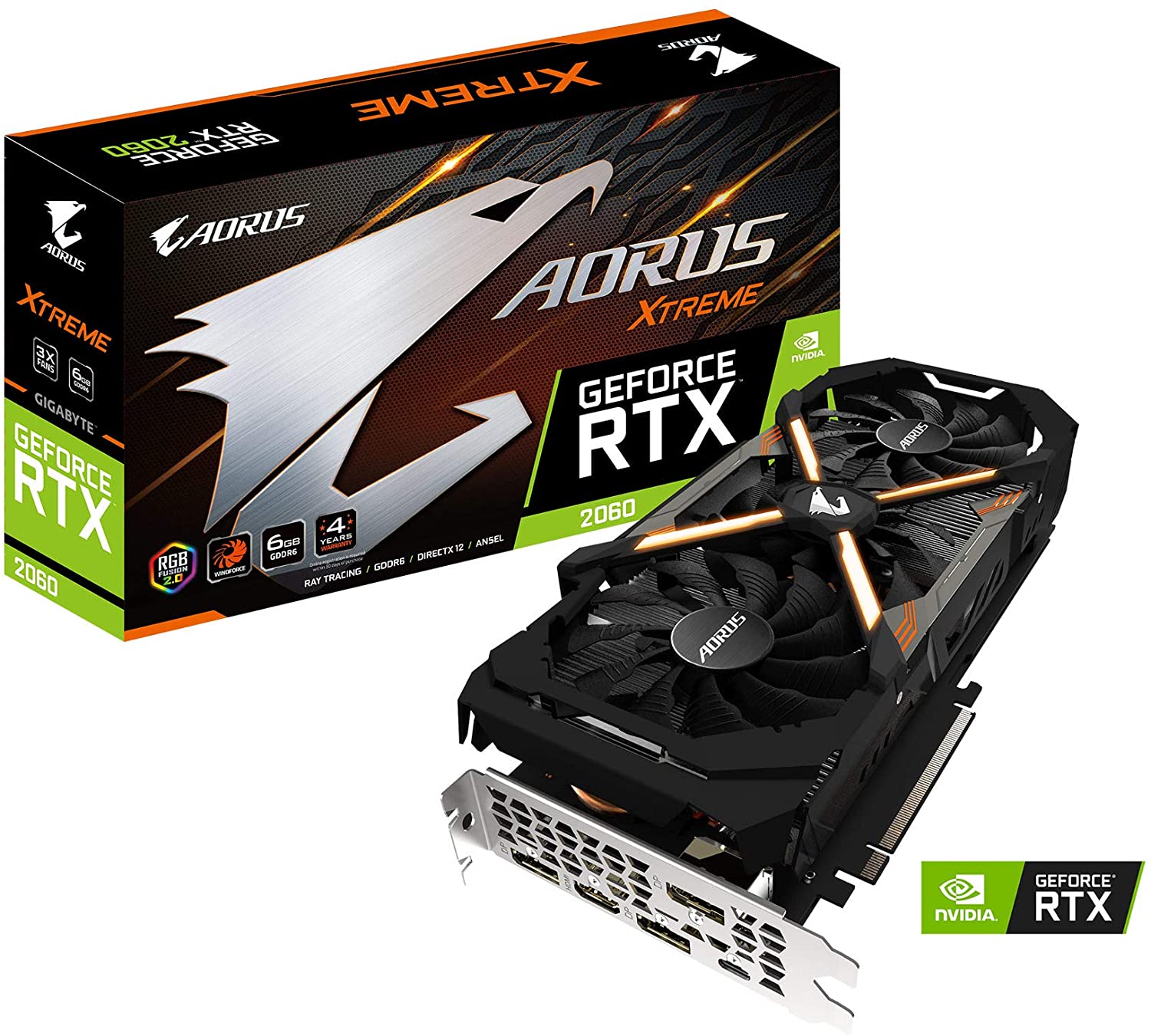 Gigabyte NVIDIA AORUS Geforce RTX 2060 XTREME 6G 6GB GDDR6 192-Bit Triple Fan Graphics Card (GV-N2060AORUS X-6GC)