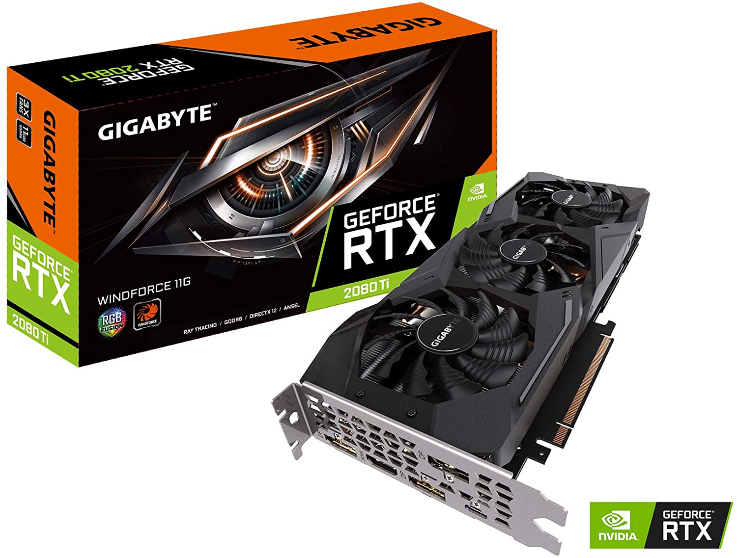 Gigabyte NVIDIA GeForce RTX 2080 Ti WINDFORCE 11G 11GB GDDR6 352-Bit Triple Fan Graphics Card (GV-N208TWF3-11GC)