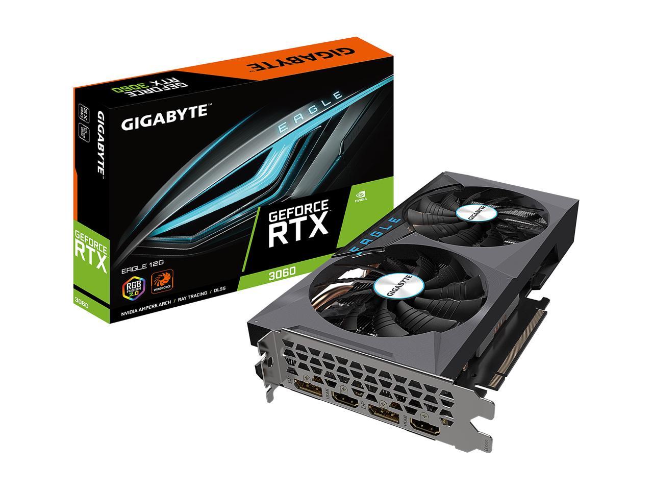 Gigabyte NVIDIA GeForce RTX 3060 Eagle 12G 12GB GDDR6 192-Bit Dual Fan Graphics Card (GV-N3060EAGLE-12GD)